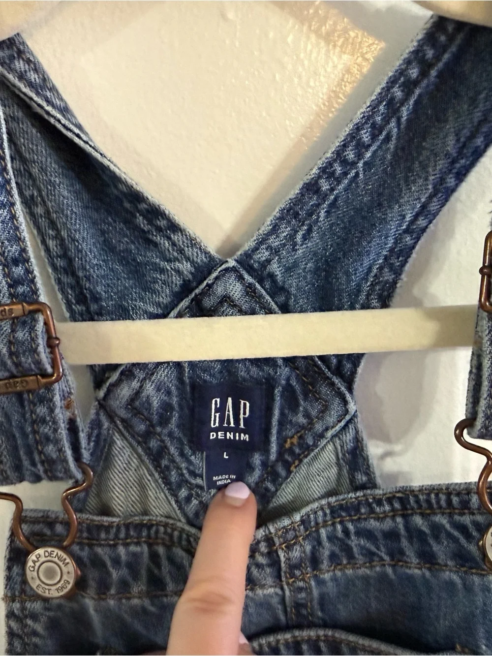 Gap Kids Girls Blue Denim Overall One-Piece L Cotton Adjustable Straps Pockets